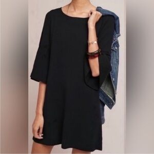 Anthropologie Moth Chester Bell Sleeve Sweater Tunic Dress Black Sz S